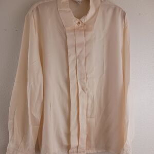 Suburbans ivory long sleeve button down blouse size 14 100% rayon new with tags